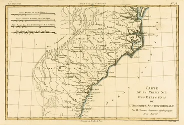 Kaakkois-Amerikan rannikko, Guillaume Raynal (1713-96) Atlas de Toutes les Parties Connues du Globe Terrestrestä, julkaistu J L Pellet, Geneve, 1780 (värinen kaiverrus)